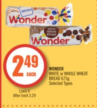 Shoppers Drug Mart Wonder white or whole wheat bread offer