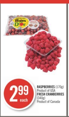 Shoppers Drug Mart Raspberries (170g) product of usa fresh cranberries (340g) product of canada offer