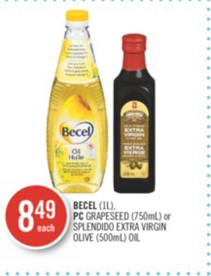 Shoppers Drug Mart Becel (1l), pc grapeseed (750ml) or splendido extra virgin olive (500ml) oil offer