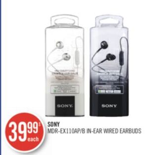 Shoppers Drug Mart Sony mdr-ex110ap/b in-ear wired earbuds offer