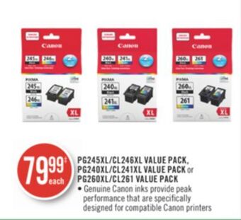 Shoppers Drug Mart Pg245xl/cl246xl value pack, pg240xl/cl241xl value pack or pg260xl/cl261 value pack offer