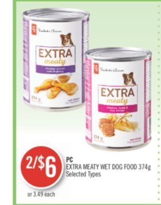 Shoppers Drug Mart Pc extra meaty wet dog food offer