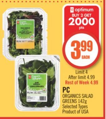Shoppers Drug Mart Pc organics salad greens offer