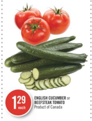 Shoppers Drug Mart English cucumber or beefsteak tomato offer