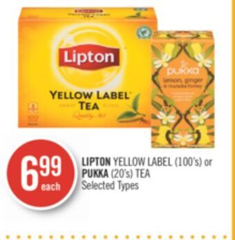 Shoppers Drug Mart Lipton yellow label (100's) or pukka (20's) tea offer