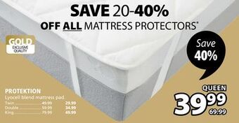 JYSK Protektion lyocell blend mattress pad offer