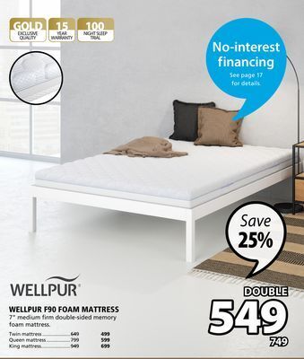 JYSK Wellpur f90 foam mattress offer