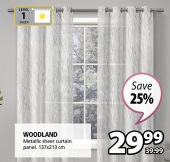 JYSK Woodland metallic sheer curtain panel offer