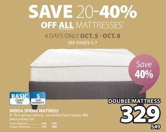 JYSK Mensa spring mattress offer