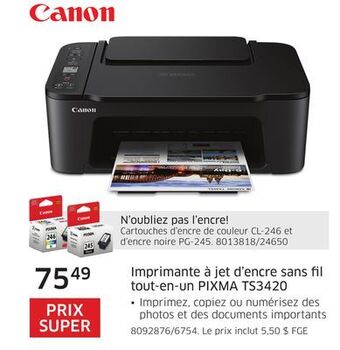 The Source Imprimante à jet d'encre sans fil tout-en-un pixma ts3420 canon offer