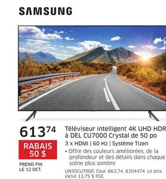 The Source Téléviseur intelligent 4k uhd hdr à del cu7000 crystal de 50 po samsung offer