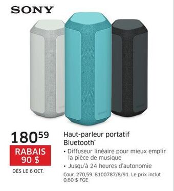 The Source Haut-parleur portatif bluetooth sony offer