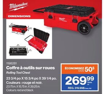 Patrick Morin Milwaukee rolling tool chest offer