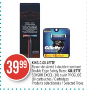 Shoppers Drug Mart King·c·gillette double edge safety razor, gillette sensor excel (10) or proglide (8) cartouches offer
