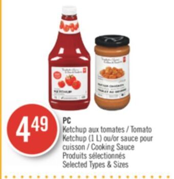 Shoppers Drug Mart Pc tomato ketchup (1l) or cooking sauce offer