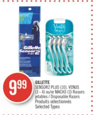 Pharmaprix Gillette sensor2 plus (10), venus (3 - 4) or mach3 (3) disposable razors offer