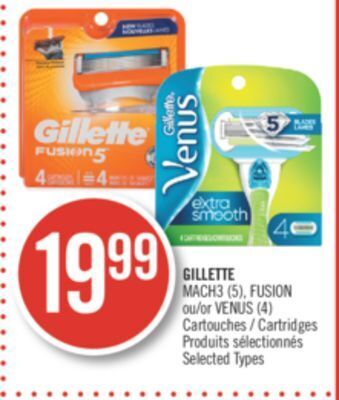 Pharmaprix Gillette mach3 (5), fusion or venus (4) cartridges offer