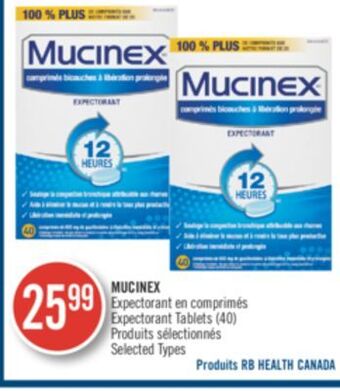 Pharmaprix Mucinex expectorant tablets (40) offer