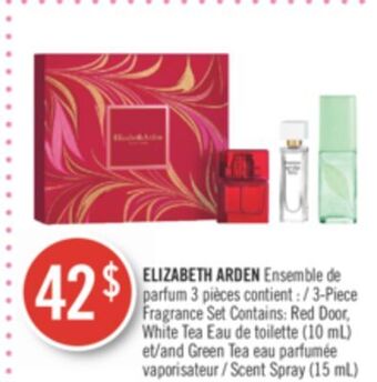 Pharmaprix Elizabeth arden 3-piece fragrance set contains: red door, white tea eau de toilette (10 ml) and green tea scent spray (15 ml) offer