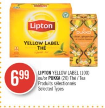 Pharmaprix Lipton yellow label (100) or pukka (20) tea offer