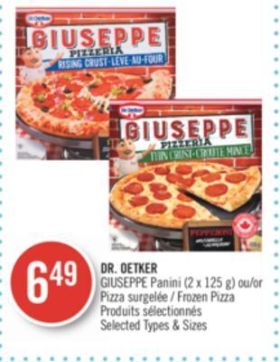 Pharmaprix Dr. oetker giuseppe panini (2 x 125 g) or frozen pizza offer