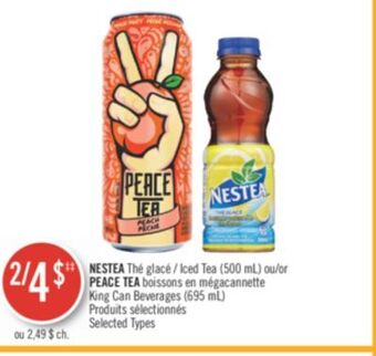 Pharmaprix Nestea iced tea (500 ml) or peace tea king can beverages (695 ml) offer