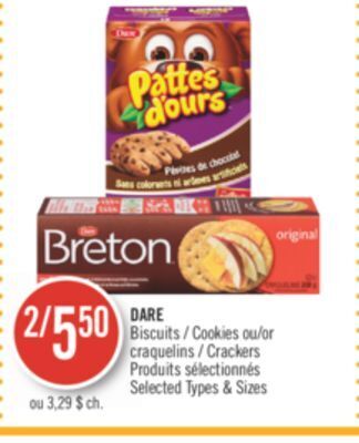 Pharmaprix Dare cookies or crackers offer