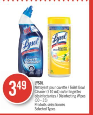 Pharmaprix Lysol toilet bowl cleaner (710 ml) or disinfecting wipes (30 - 35) offer
