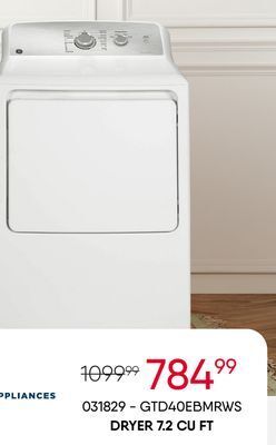 Meubles RD Ge appliances dryer 7.2 cu ft offer