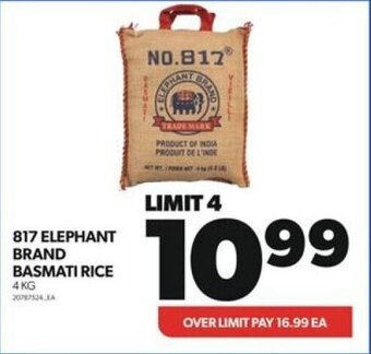 Real Canadian Superstore 817 ELEPHANT BRAND BASMATI RICE 4KG offer