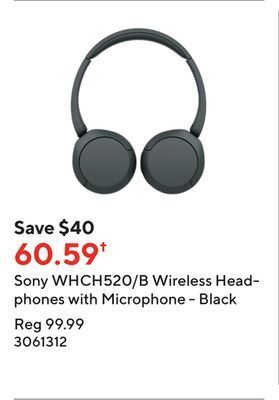 Staples Sony whch520/b wireless headphones with microphone - black offer