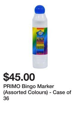 Dollarama Primo bingo marker (assorted colours) - case of 36 offer