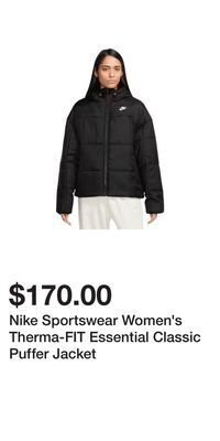 Sport Chek Nike sportswear women's therma-fit essential classic puffer jacket offer