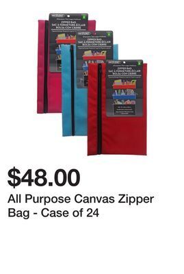 Dollarama All purpose canvas zipper bag - case of 24 offer