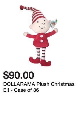Dollarama Dollarama plush christmas elf - case of 36 offer