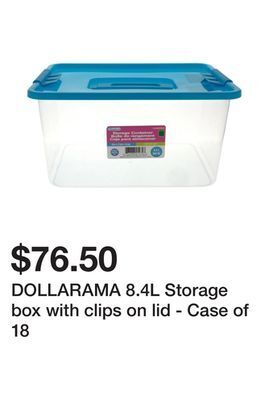 Dollarama Dollarama 8.4l storage box with clips on lid - case of 18 offer