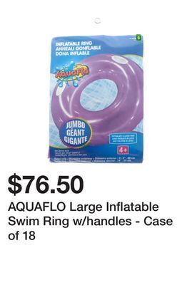 Dollarama Aquaflo large inflatable swim ring w/handles - case of 18 offer