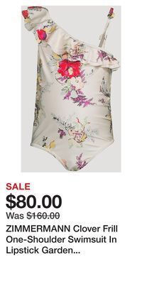 Holt Renfrew Zimmermann clover frill one-shoulder swimsuit in lipstick garden floral print offer
