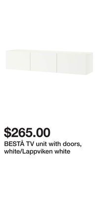 IKEA Bestå tv unit with doors, white/lappviken white offer