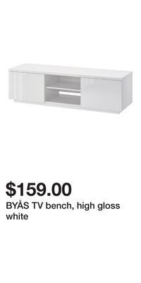 IKEA Byås tv bench, high gloss white offer