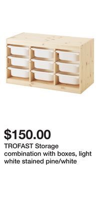 IKEA Trofast storage combination with boxes, light white stained pine/white offer