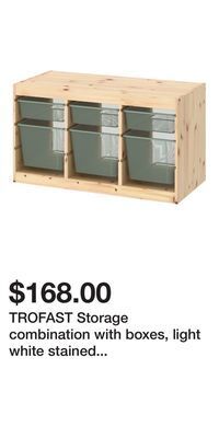 IKEA Trofast storage combination with boxes, light white stained pine/light green-gray offer