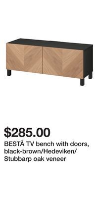 IKEA Bestå tv bench with doors, black-brown/hedeviken/stubbarp oak veneer offer