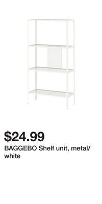 IKEA Baggebo shelf unit, metal/white offer