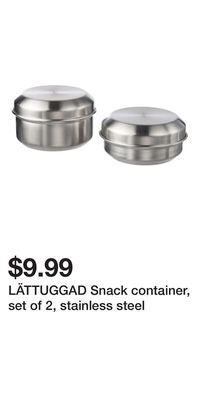 IKEA Lättuggad snack container, set of 2, stainless steel offer