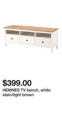 IKEA Hemnes tv bench, white stain/light brown offer