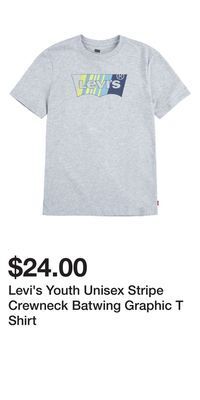 Mark's Levi's youth unisex stripe crewneck batwing graphic t shirt offer
