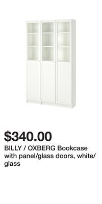 IKEA Billy / oxberg bookcase with panel/glass doors, white/glass offer
