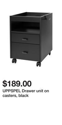 IKEA Uppspel drawer unit on casters, black offer