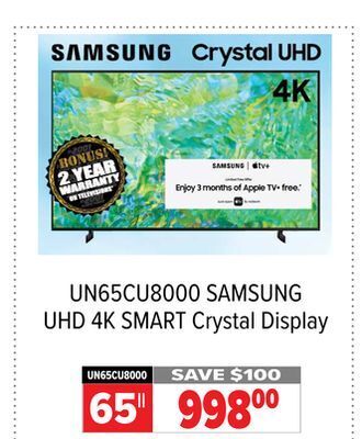 2001 Audio Video Samsung 65 uhd 4k smart crystal display offer